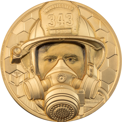 Islas Cook, 250 dólares 2021. Héroes reales - Bombero. Oro de 1oz 