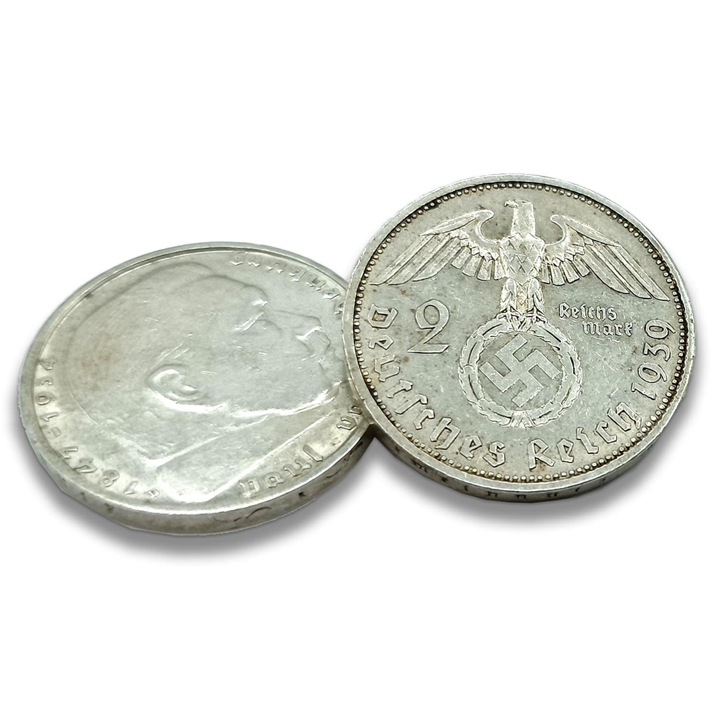 Moneda mundial de recuerdos auténticos de la Segunda Guerra Mundial: una moneda nazi de 2 marcos alemanes emitida entre 1936 y 1939 de la Segunda Guerra Mundial y el Tercer Reich 