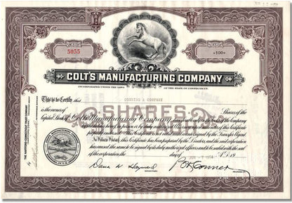 Old Stock. Colt´s Manufacturing Company Shares