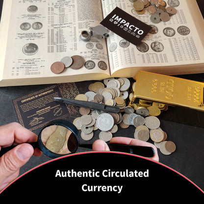 Coin Collection - Collectible Coins for Collectors - Piggy bank gold bar with 1 Kg. of Rare Coins - World Currency Set - Piggy bank gold bar - Old Foreign Currency (COA Included)