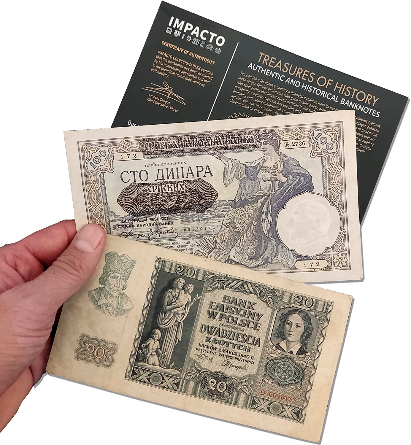 2 Banknotes that were used during the World War 2 by German to invade foreign territories (1939-45) - The Third Reich Invasion Money, Certificate of Authenticity included.