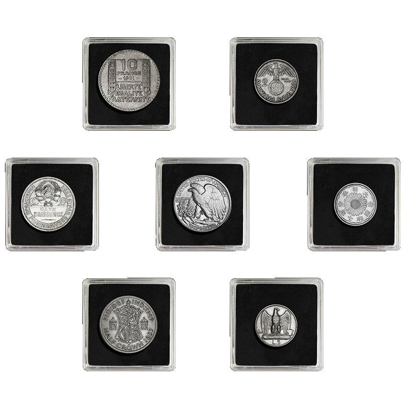 WW2 World Currency - 7 Authentic Coins used during World War 2 - Allies & Axis Powers Collection