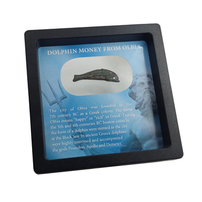 Original Dolphin Greek Coin in a Coin Display Frame - Rare Coin Issued Between 5th-4th Century BC