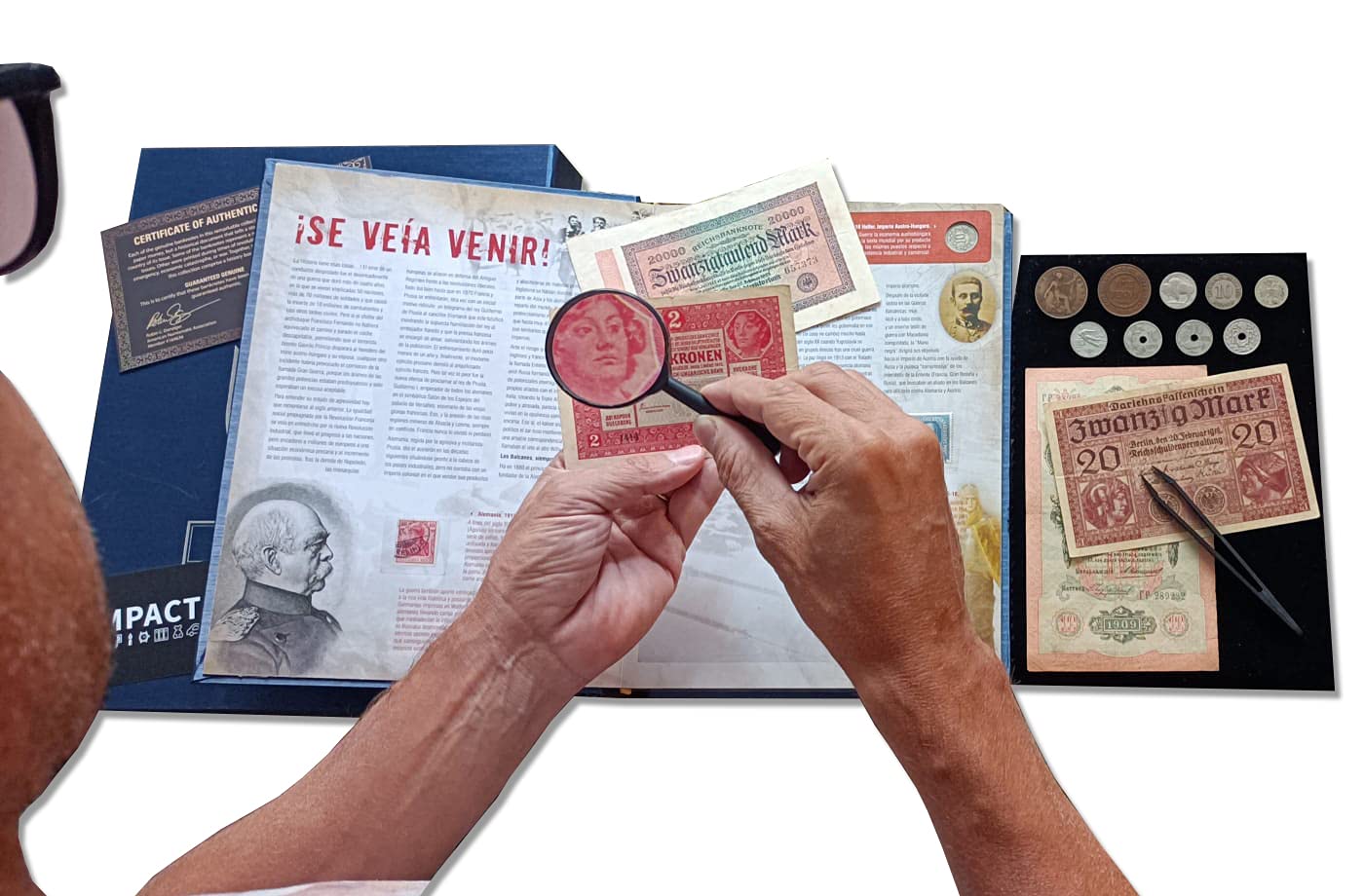 World War I - Complete Collection of original banknotes, stamps and coins 1914-1918.