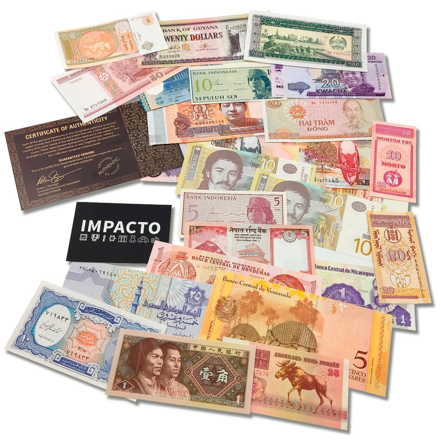 Colección de monedas del mundo: 25 billetes diferentes 