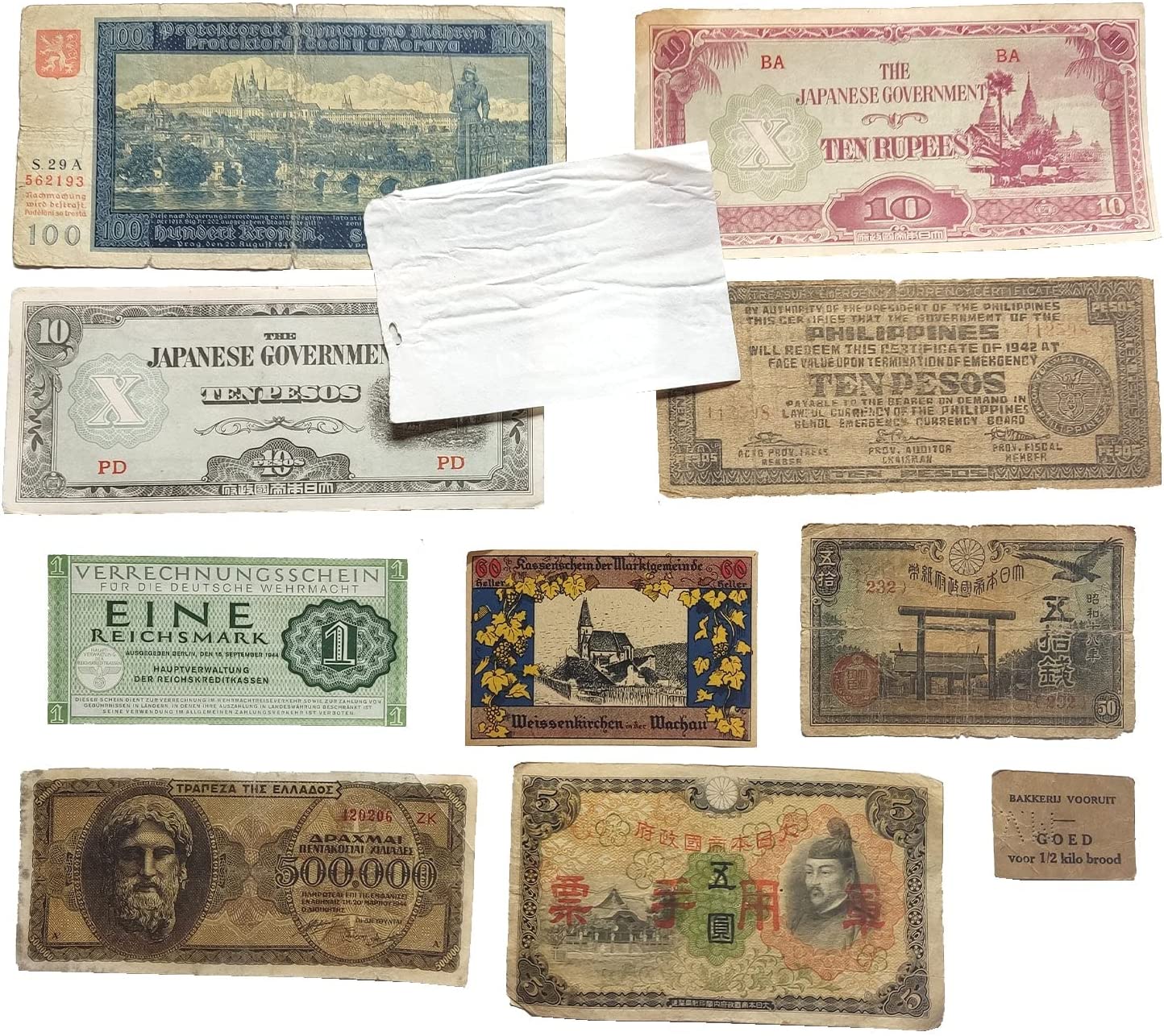 WW2 World Currency – 57 Original Allied & Axis Powers Banknotes, Coins, Stamps and Bonds + Album to Build Your Foreign Currency Collection - Coin Collection Supplies and Certificate of Authenticity