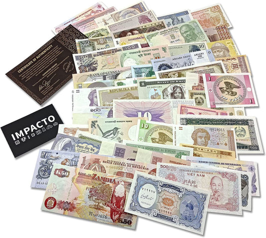 Colección de monedas del mundo: 50 billetes diferentes 