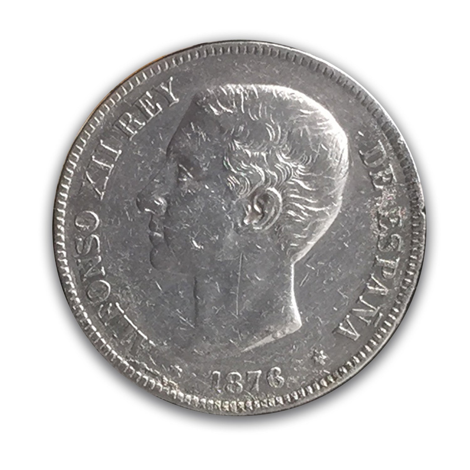 Le Duros en Argent-5 Pesetas 1877/81.   Alphonse XII imberbe