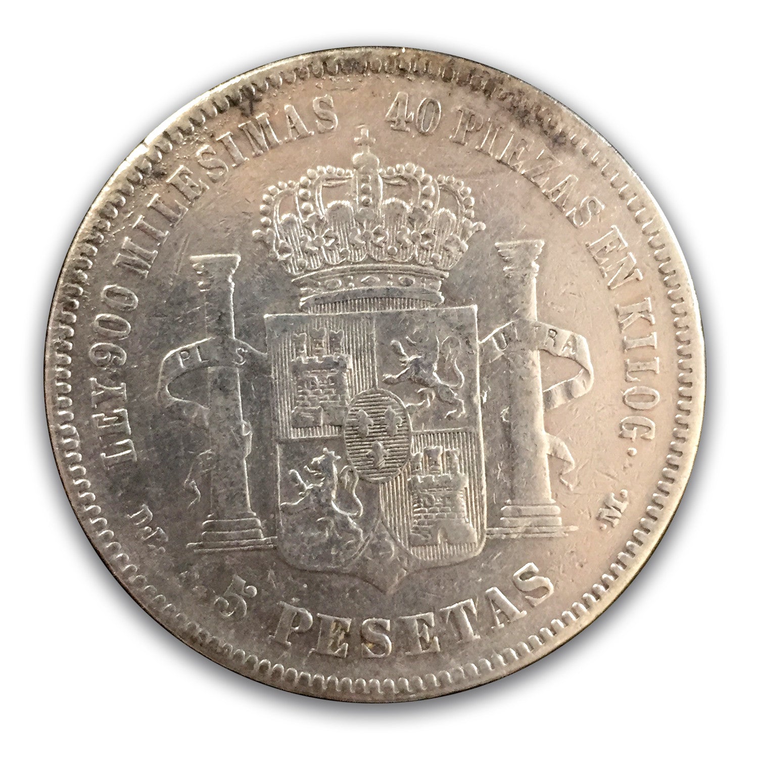 Los Duros de Plata - 5 Peseten 1877/81. Alfons XII. Sünder Barba