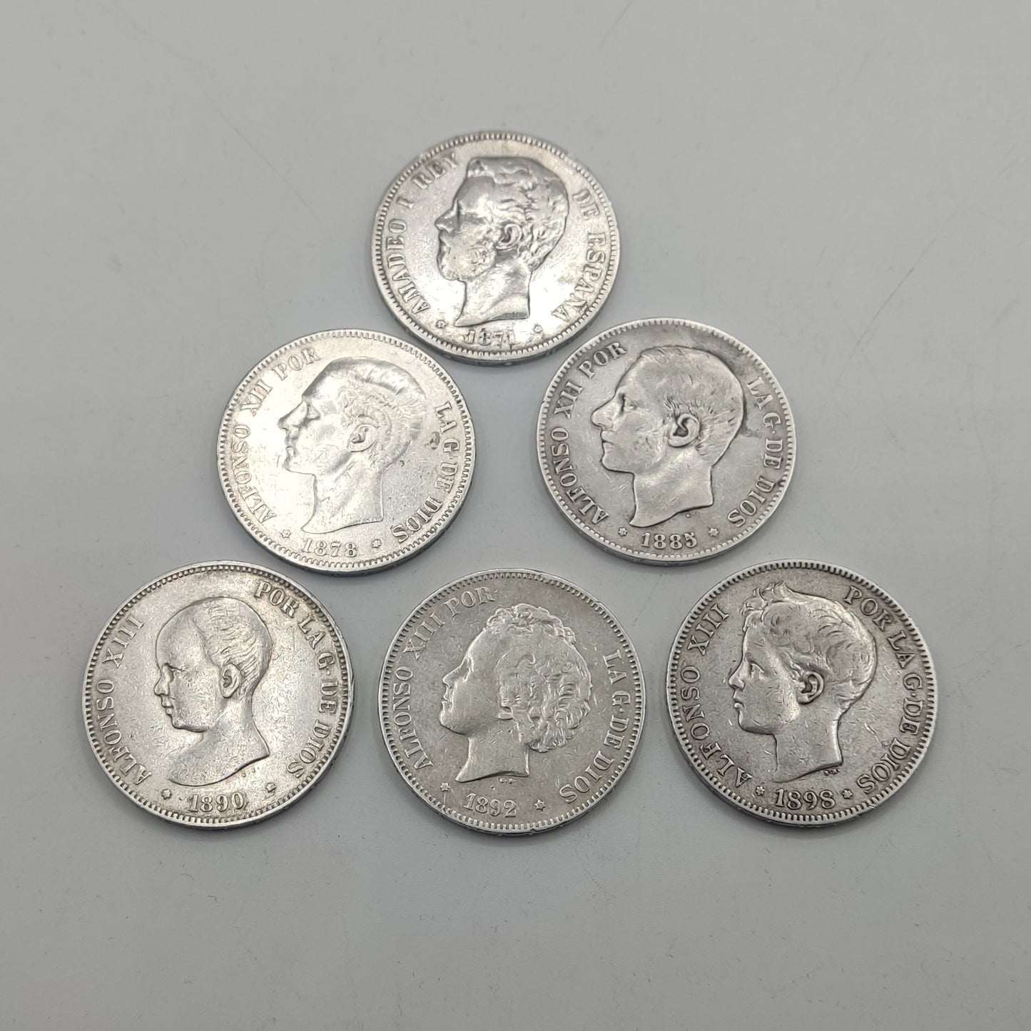 Monedas Españolas - Los Duros de la monarquía. 5 Pesetas de Plata (1871-99)