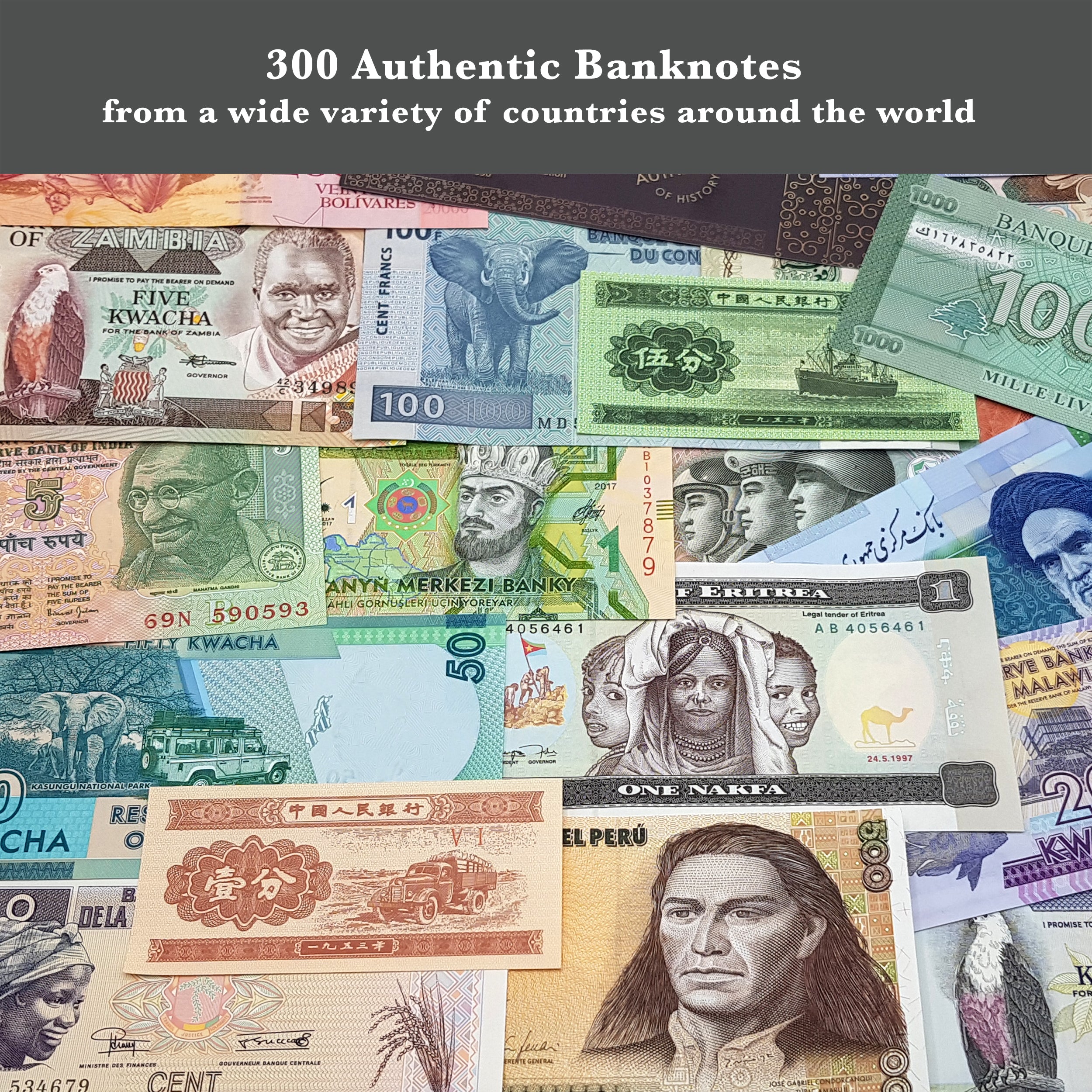 Weltwährungssammlung – 300 verschiedene Banknoten aus aller Welt 