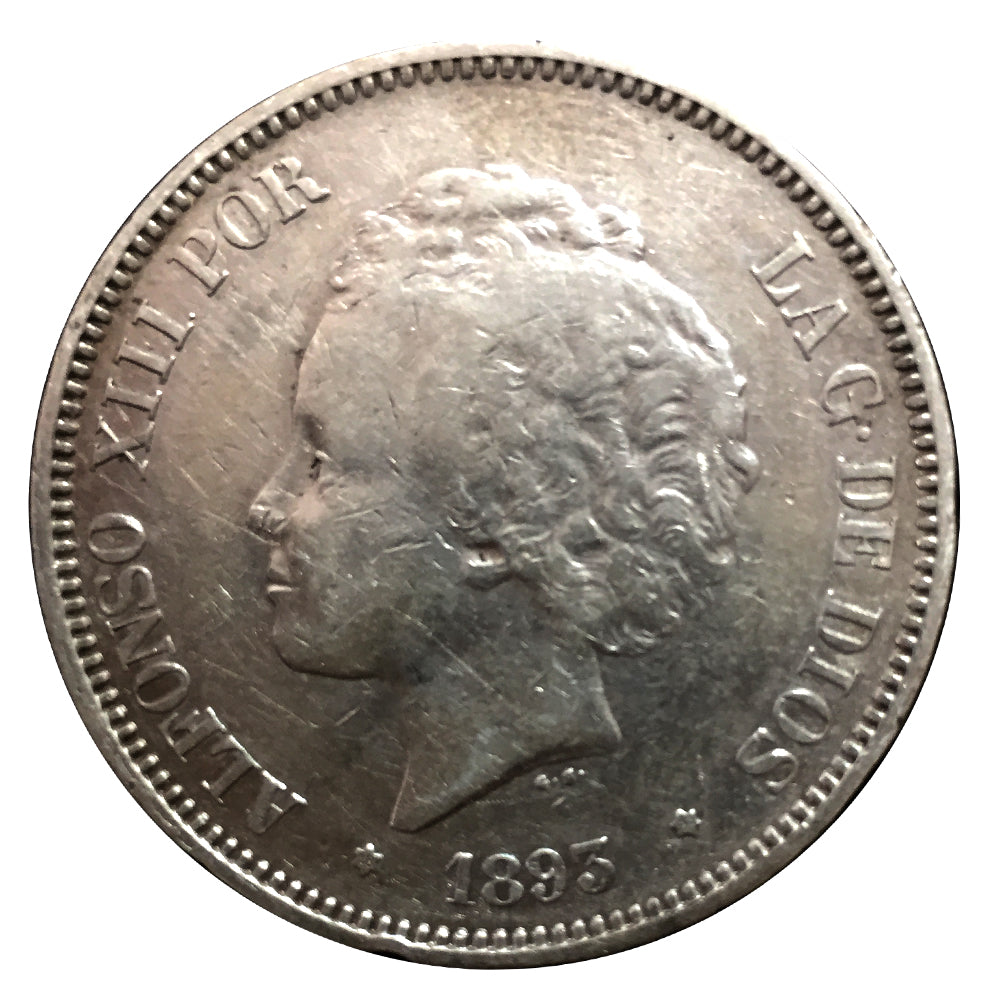 Le Duros en Argent-5 Pesetas 1892/94.   Alphonse XIII "Les Boucles"