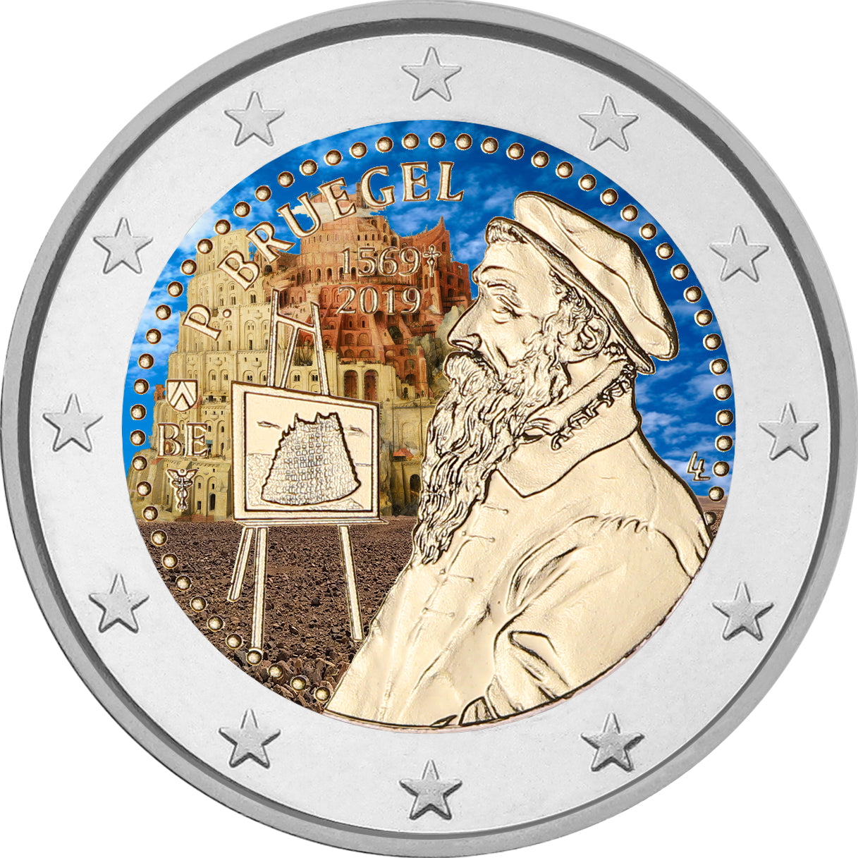 Belgium - 2 Euro Colored 2019, Pieter Brueghel.