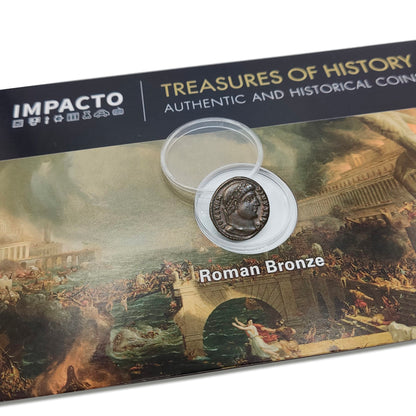 Monedas antiguas - Imperio Romano, 1 moneda original de Constantino I el Grande, primer emperador cristiano - Incluye certificado de autenticidad