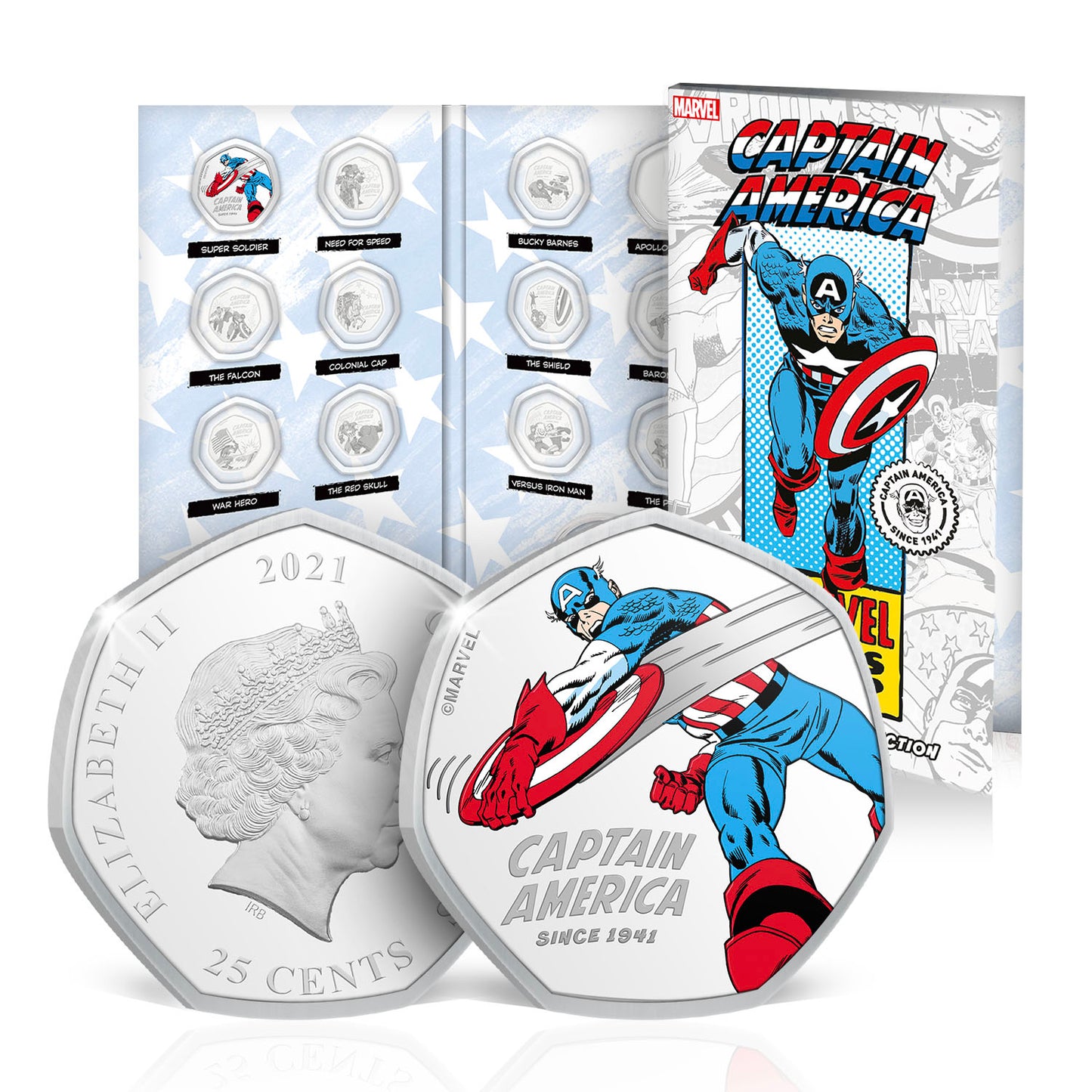 Colección completa Capitán América - 12+2 monedas Edición Limitada y Oficial Marvel