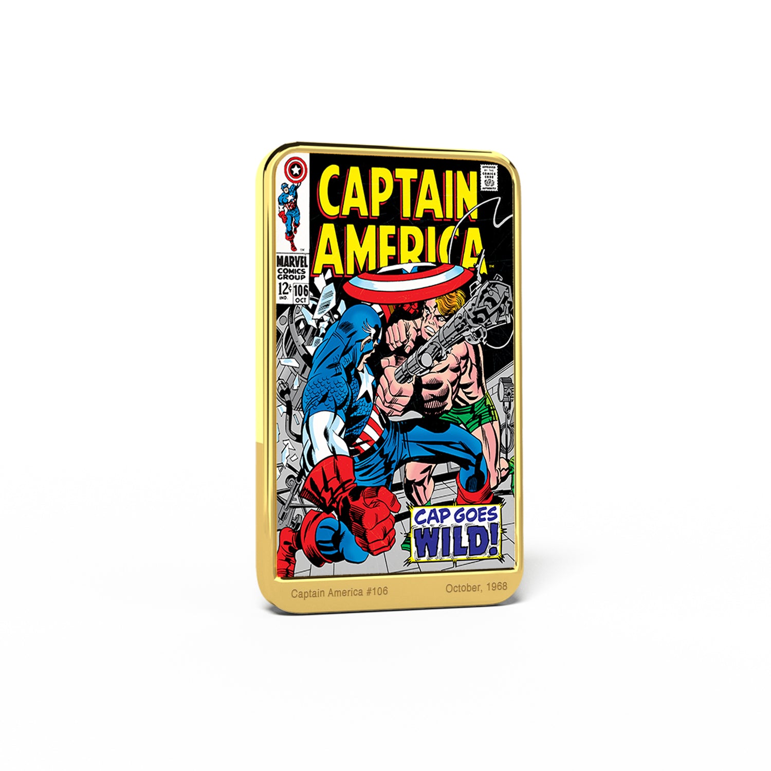 Marvel Comics Capitano America, Lingotto placcato in Oro 24 Carati - 'Cap Goes Wild' #106