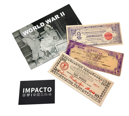 WW2 World Currency - 3 Banknotes Used During The World War 2 by The Guerrilla (Philippines 1941-1945) - The Death Sentence Money, Certificate of Authenticity Included.