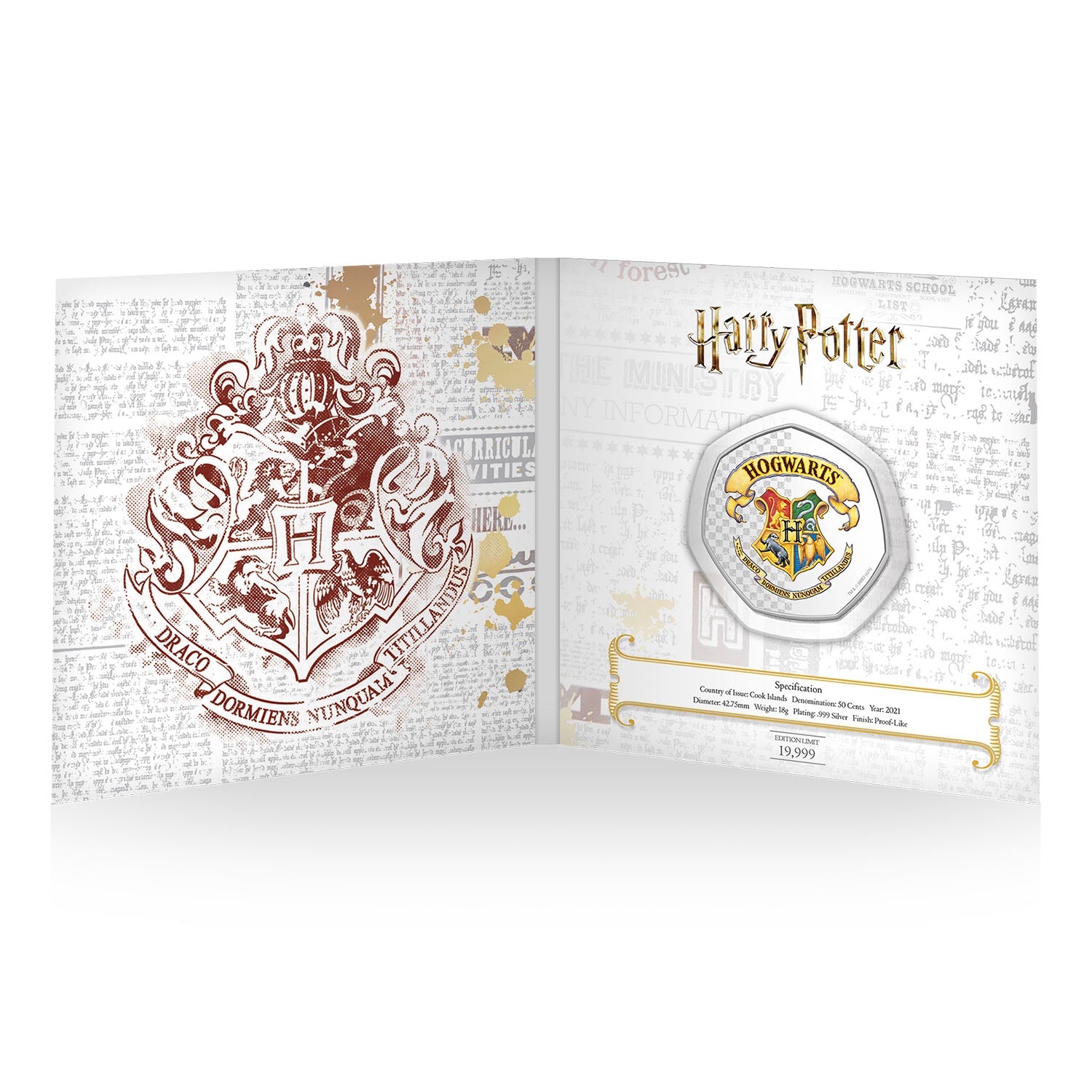 Harry Potter - Moneda Hogwarts Crest en Blister individual