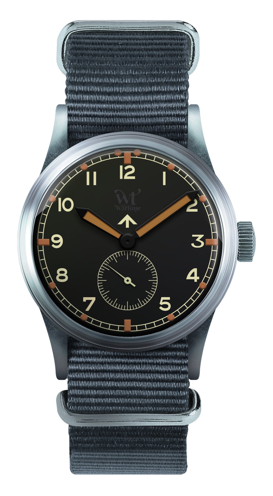 Militäruhr aus dem 2. Weltkrieg – Vintage Arrow RAF, mit Nylonarmband, 40-mm-Gehäuse aus Zinklegierung und mechanischem Zeiger. Herrenuhren für immer. 