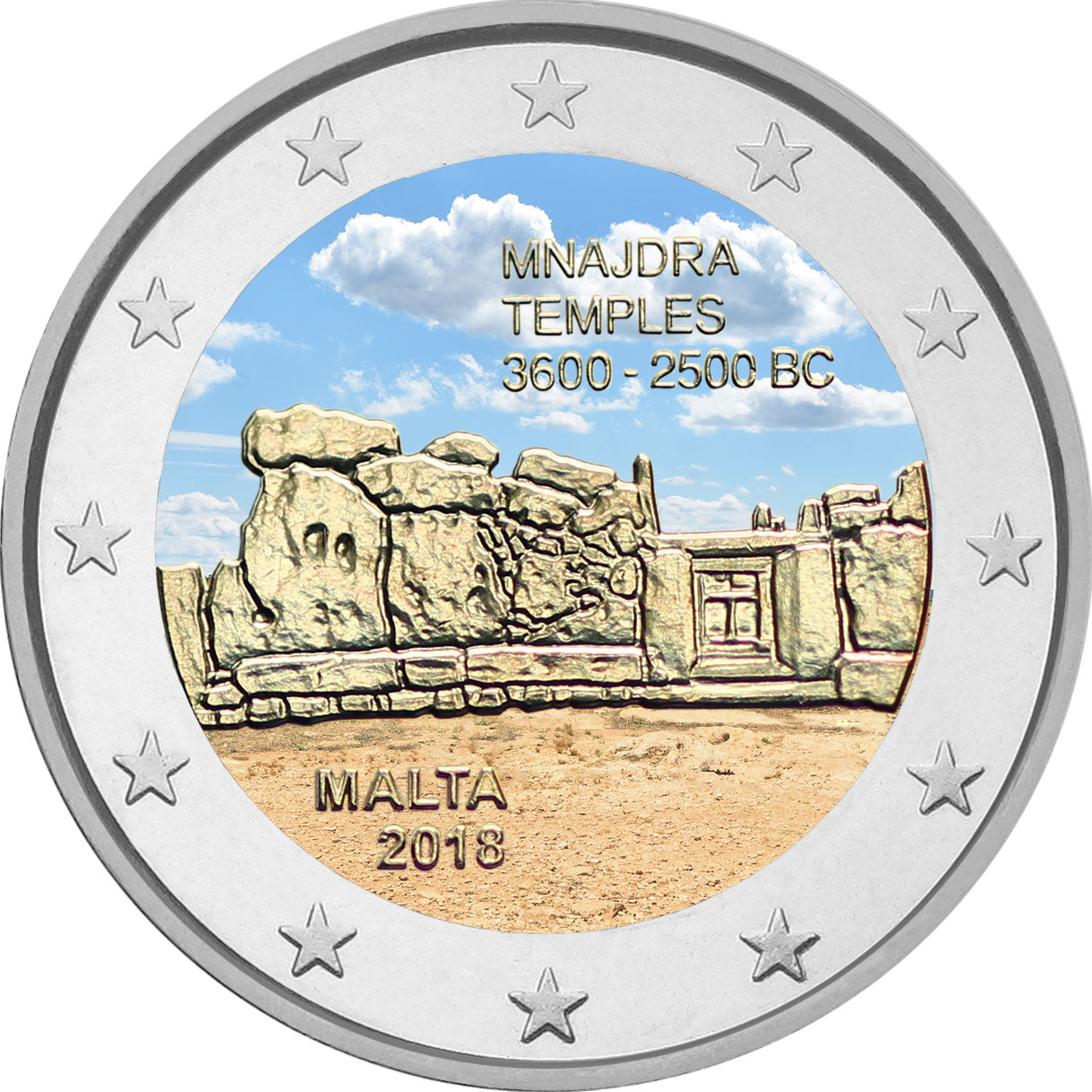 Malta - 2 Euros Coloreados 2018, Mnajdra.