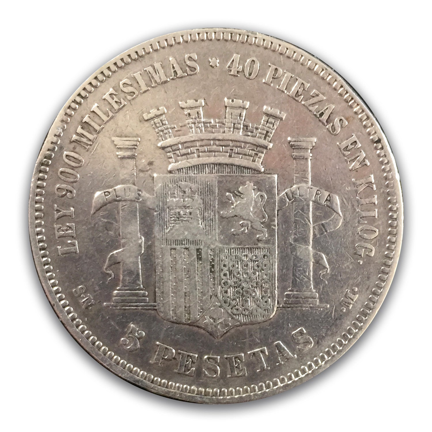 Les Duros en Argent-5 Pesetas 1870. République