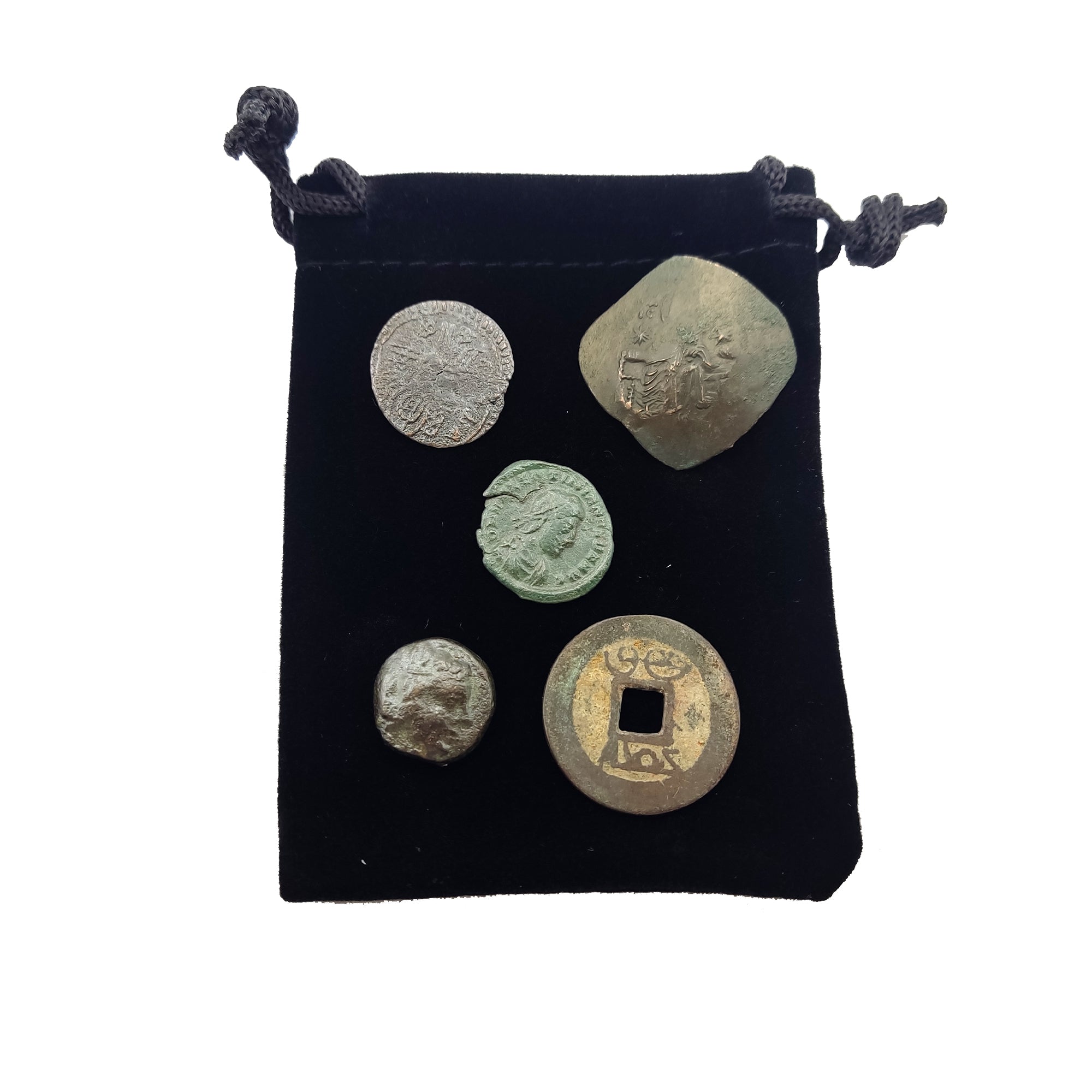 5 Original Coins from Ancient Empires in a Coin Grab Bag - Greek Empire, Roman Empire, Byzantine Empire, Ottoman Empire and The Last Chinese Dynasty - Limited Coins Collection