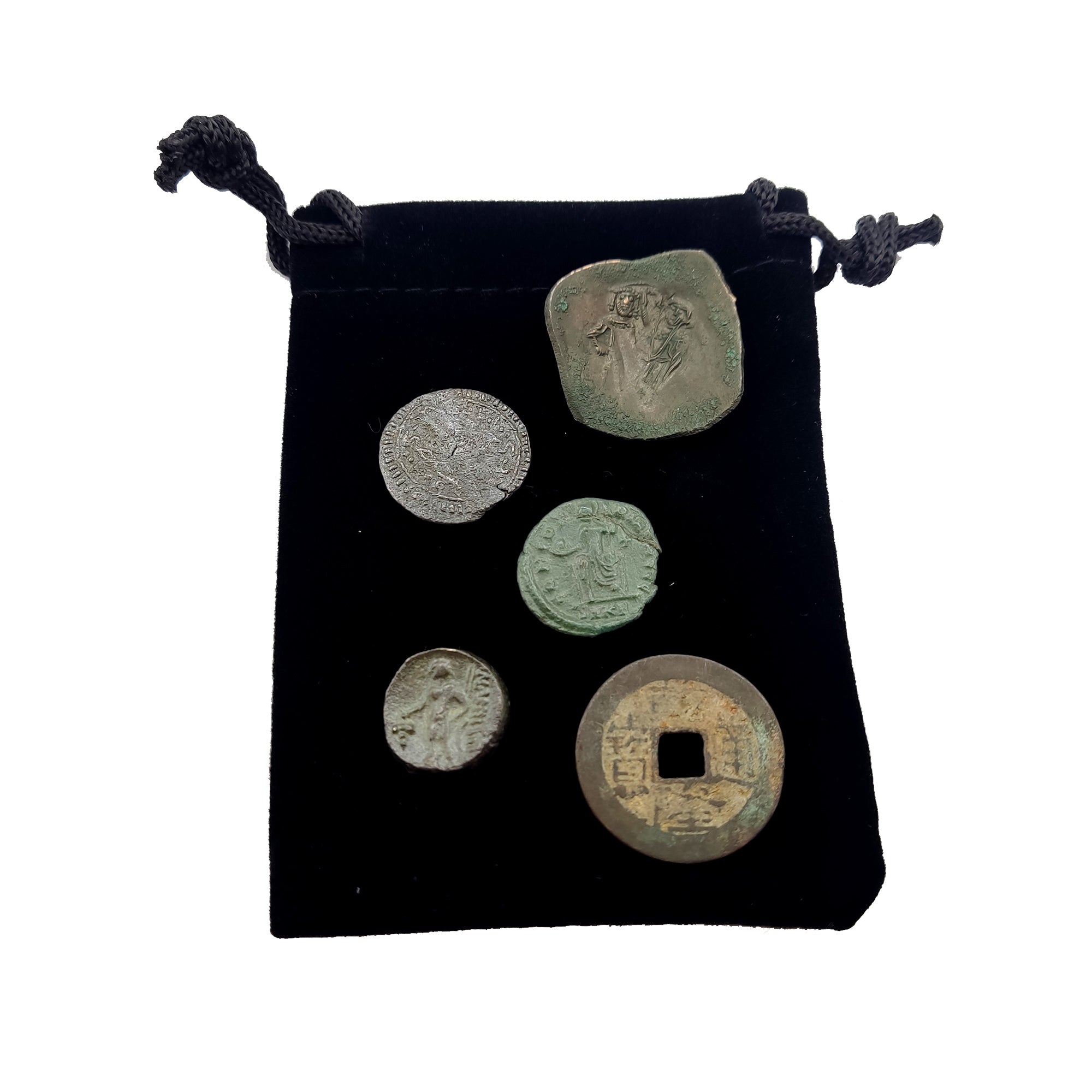 5 Original Coins from Ancient Empires in a Coin Grab Bag - Greek Empire, Roman Empire, Byzantine Empire, Ottoman Empire and The Last Chinese Dynasty - Limited Coins Collection