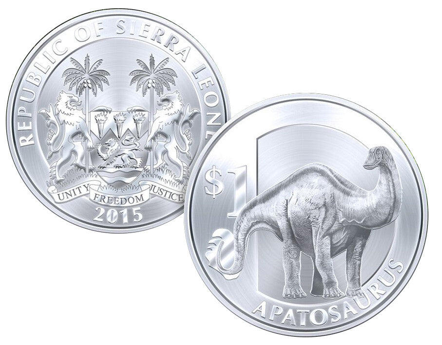 Sierra Leona - 1 dólar 2015 Dinosaurios. Apatosaurio