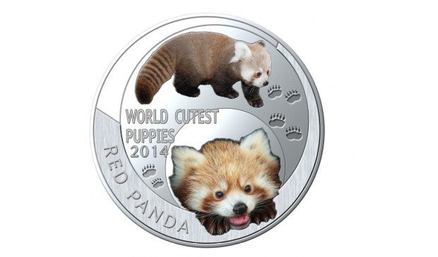 Niue Islands - 1 dollar 2014. Puppies. Red Panda