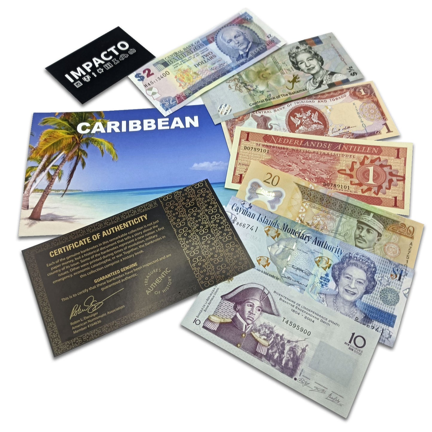 Papel moneda mundial - 7 billetes del Caribe 