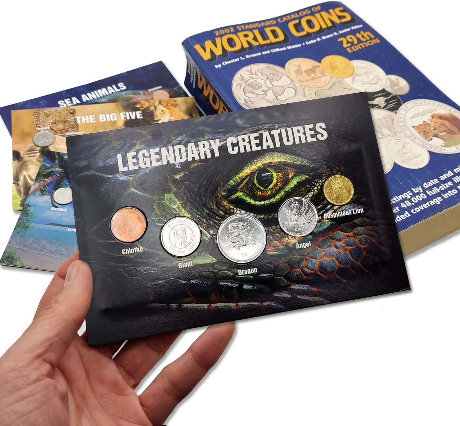 Legendary Creatures. Blister of 5 Coins with Mythological Creatures.