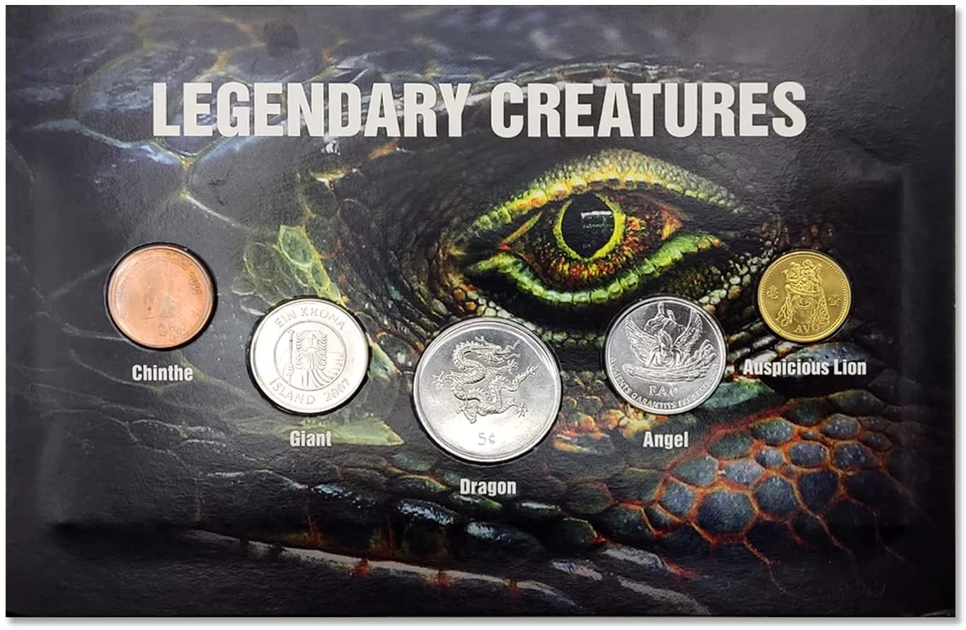 Legendary Creatures. Blister of 5 Coins with Mythological Creatures.