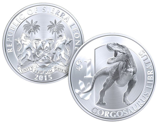 Sierra Leona - 1 dólar 2015 Dinosaurios. Gorgosaurus