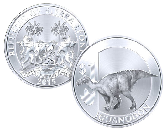 Sierra Leona - 1 dólar 2015 Dinosaurios. Iguanodonte