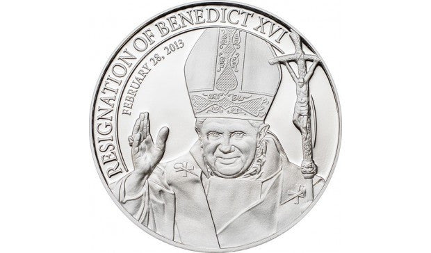 Cookinseln - 5 Dollar 2013. Rücktritt von Benedikt XVI.