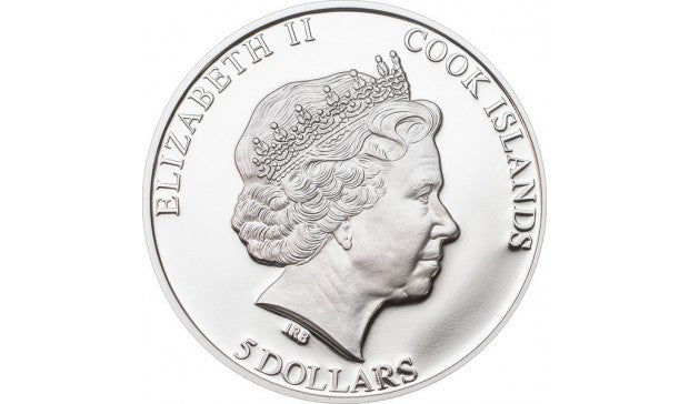 Cookinseln - 5 Dollar 2013. Rücktritt von Benedikt XVI.