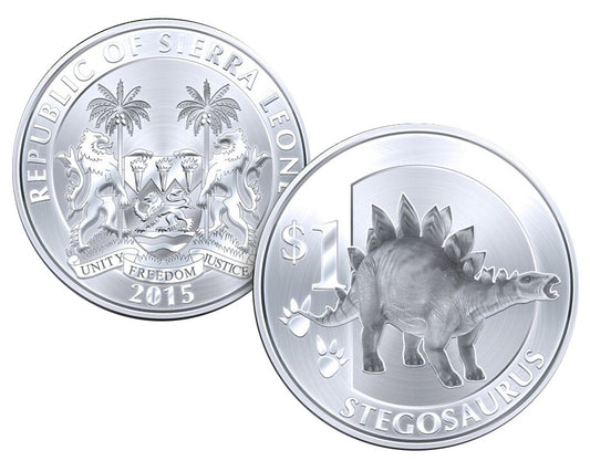 Sierra Leona - 1 dólar 2015 Dinosaurios. Estegosaurio